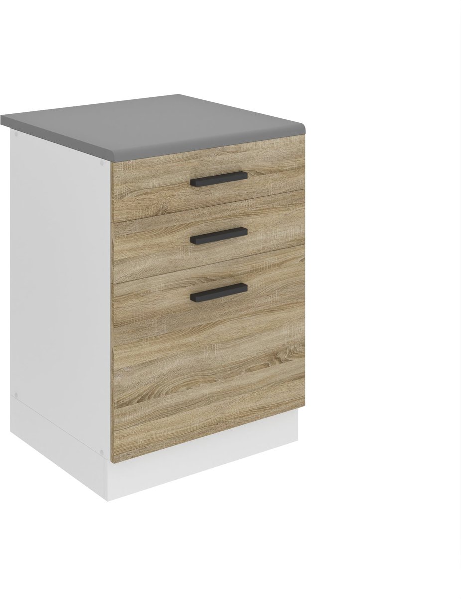 BELINI Keukenonderkast SDSZ 60 cm met Laden met Werkblad - Sonoma Eiken