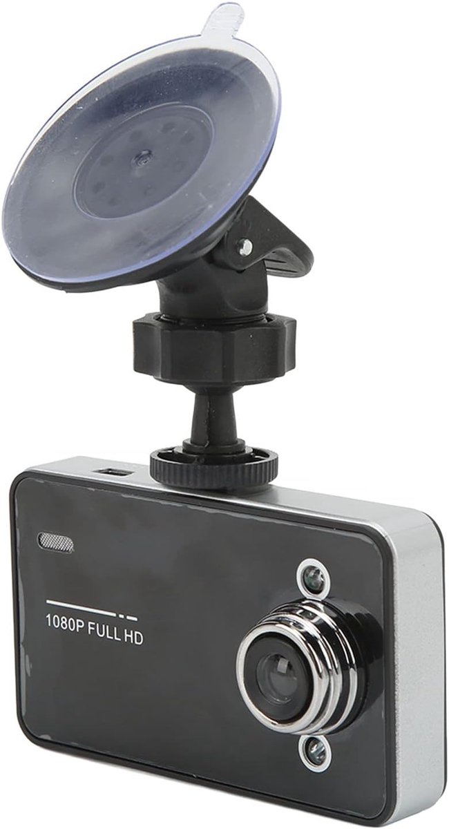 SnelShoppen - Dashcam K6000 HD Auto Camera Recorder 1080P, 2.4 Inch Scherm, DVR met Bewegingsdetectie, Bewakingsfunctie, Ondersteunt 32GB Geheugen