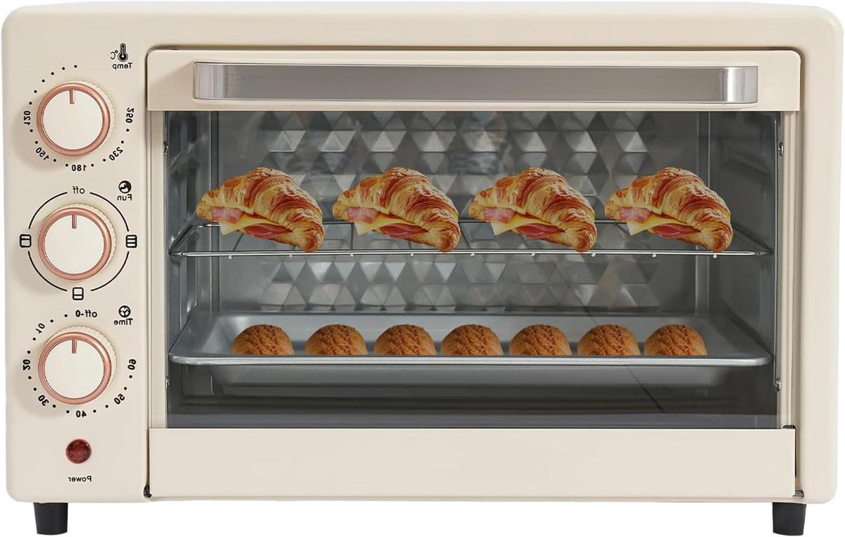 Minioven Elektrisch Compacte Oven Snelle Maaltijden Instelbare Temperatuur 22 Liter Wit