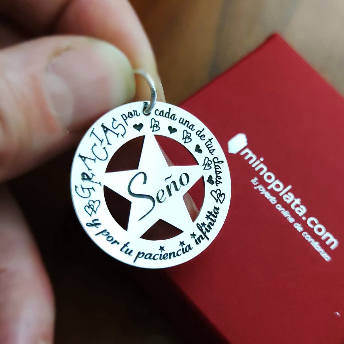 SnelShoppen - Minoplata Cadeaus voor Lerarenhanger Ster van Sterling Zilver met 'Thank You' Opschrift voor Einde van Cursus, Perfect Bedankt Geschenk