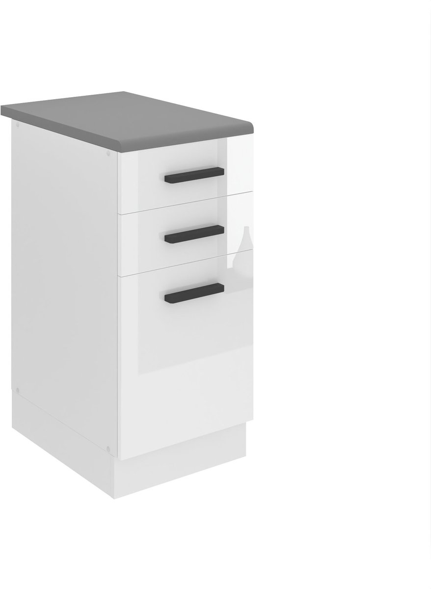 BELINI Keukenonderkast SDSZ 40 cm met Laden met Werkblad - Wit Hoogglans