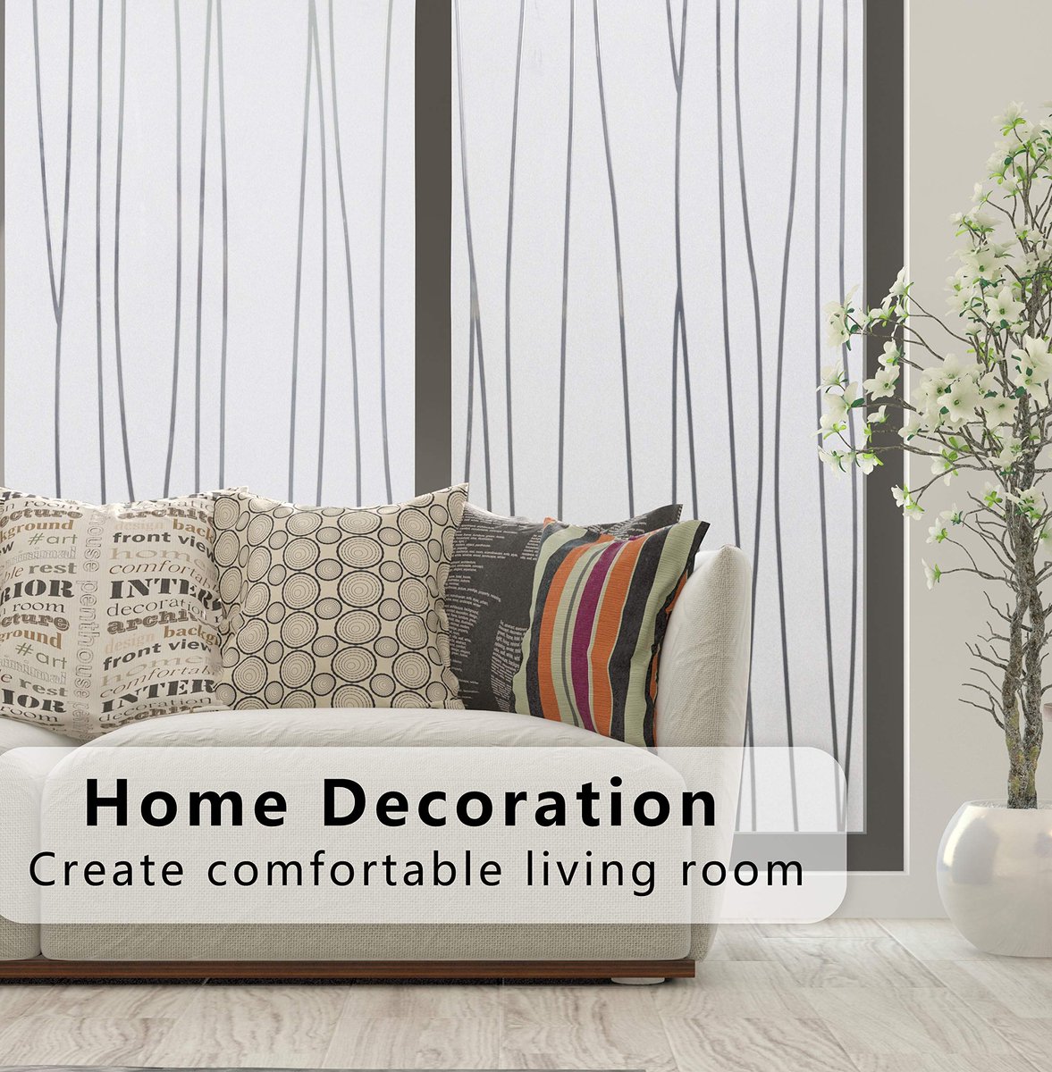 SnelShoppen - Raamfolie Privacy Statische Zelfklevende Raamfolie - Decoratieve Folie met Onregelmatige Strepen - Matte Ondoorzichtige UV-Bescherming 9