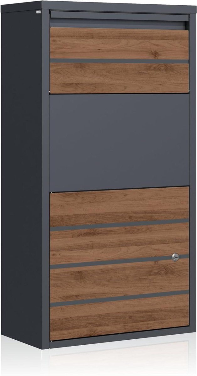 Pakketbrievenbus - Pakketbox brievenbus - Veilig post ontvangen - Geïntegreerde terughaalblokkering - 825 cm hoog - Walnoot antraciet
