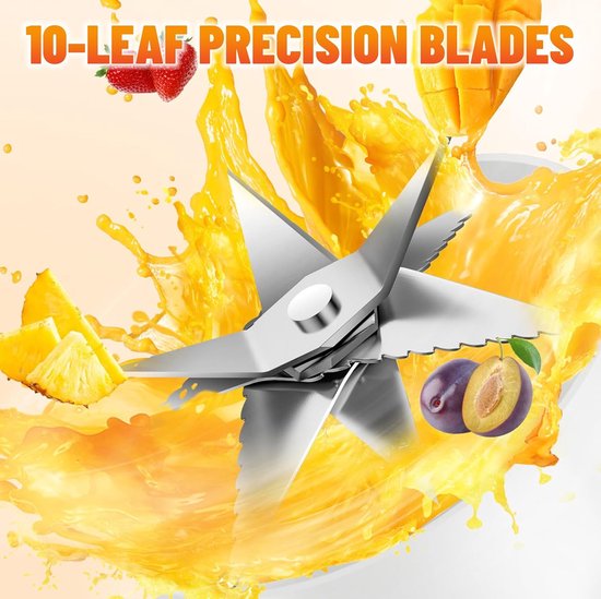 Draagbare blender - Smoothie maker - Verse dranken maken - 10 roestvrijstalen messen - 400 ml - Groen — afbeelding 3