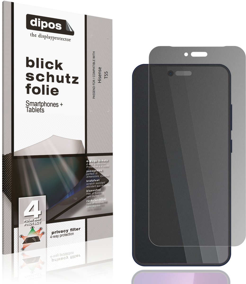 dipos – Matte Privacy Screenprotector geschikt voor Hisense T55 | Anti-Spy Beschermfolie