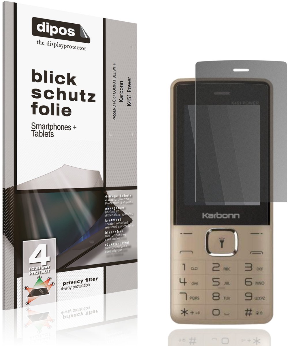 dipos – Matte Privacy Screenprotector geschikt voor Karbonn K451 Power | Anti-Spy Beschermfolie