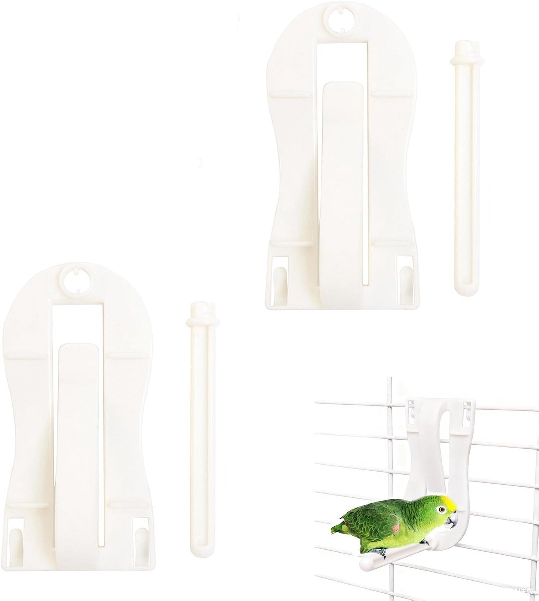 2 x Kooipoothouder voor Vogels, Voederdispenser en Multifunctionele Clip voor Papegaaien, Groenten en Sepiaschelpen (Wit)