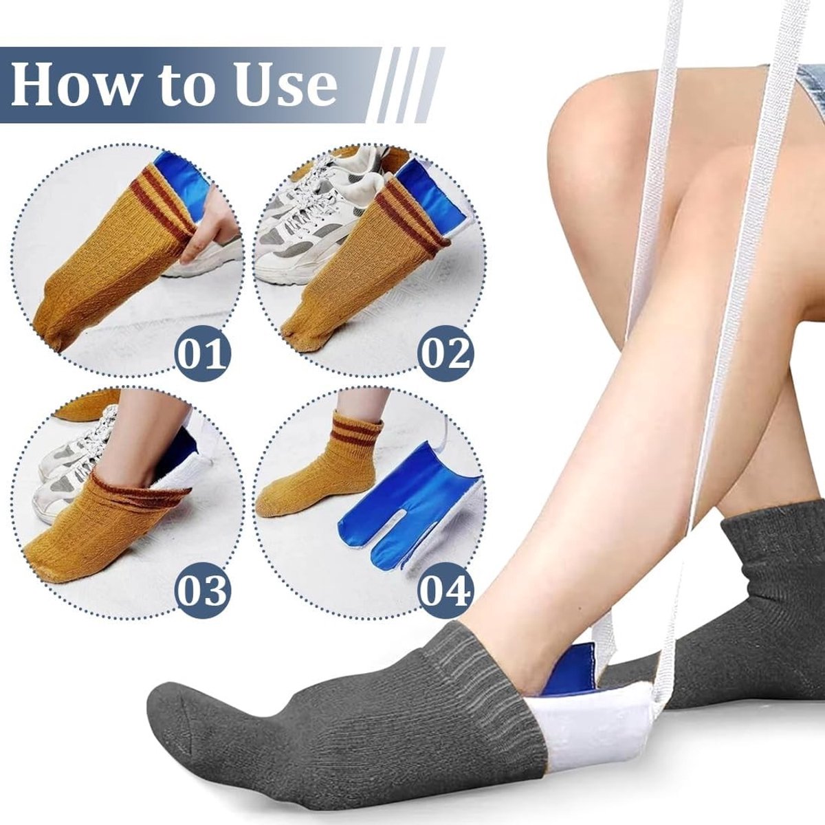 Comfortabele elastische compressiekousen voor senioren, ondersteuning en ademend materiaal