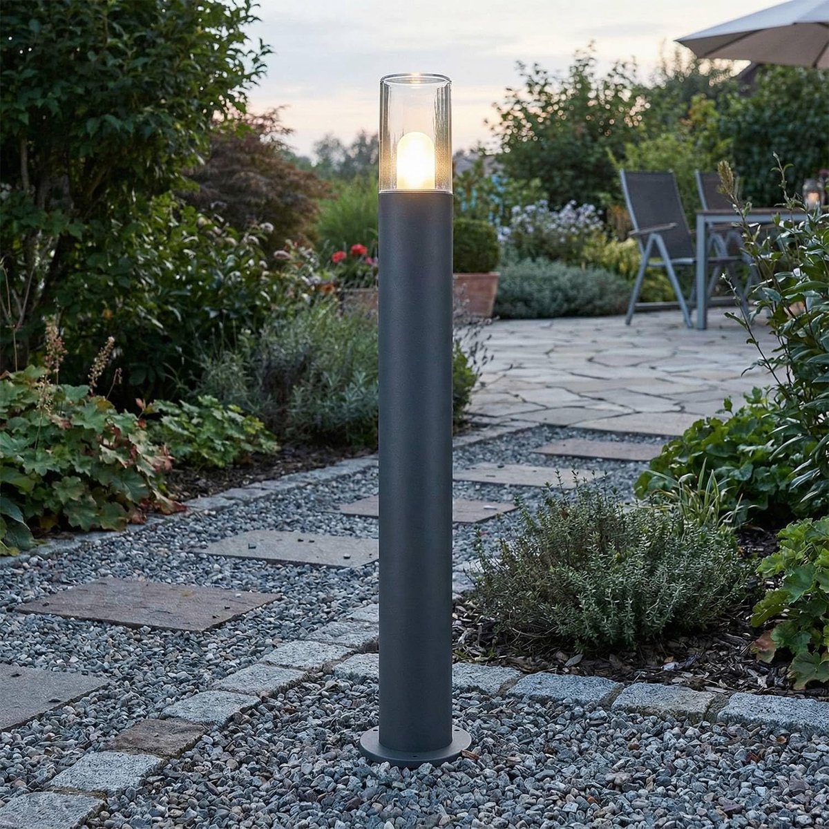 SnelShoppen - Paallamp Antraciet E27 80 cm Hoog Gegoten Aluminium IP44 Moderne Padlamp Buiten Tuinpadverlichting