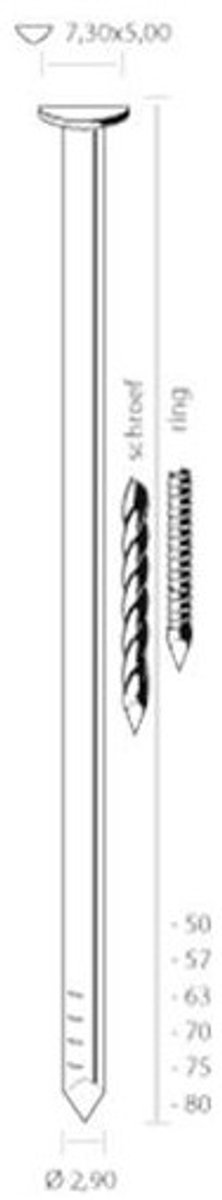 Union Nagel Type DK 2.8x50mm Glad Verzinkt - 2500 stuks