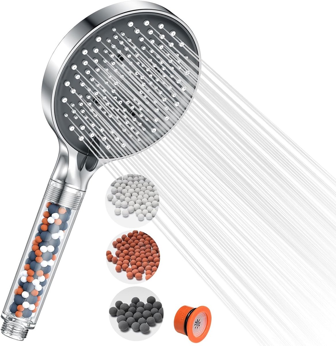 SnelShoppen - Douchekop Filter Hoge Druk - YEAUPE PRO 6 Modes Φ130mm Grote Douchekoppen, Hard Water Filter, Waterontharder, Verwijder Chloor, Zware Me