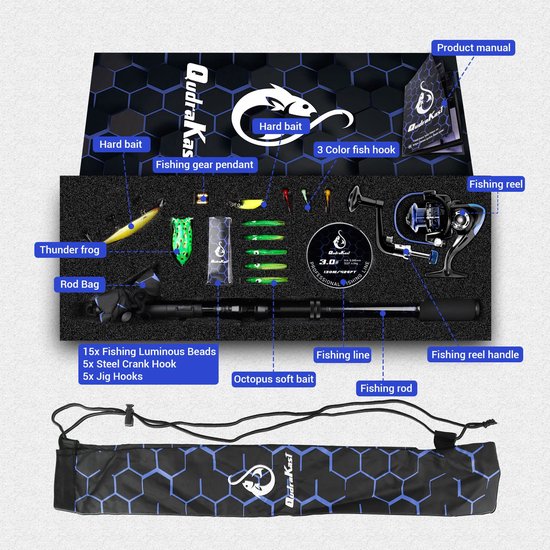 SnelShoppen - Hengel en Haspel Combo's met Uniek X-Warping Painting Ontwerp, Koolstofvezel Telescopische Hengel, Compleet Kit met Visdoos, Beste Cadea van Snelshoppen — afbeelding 4