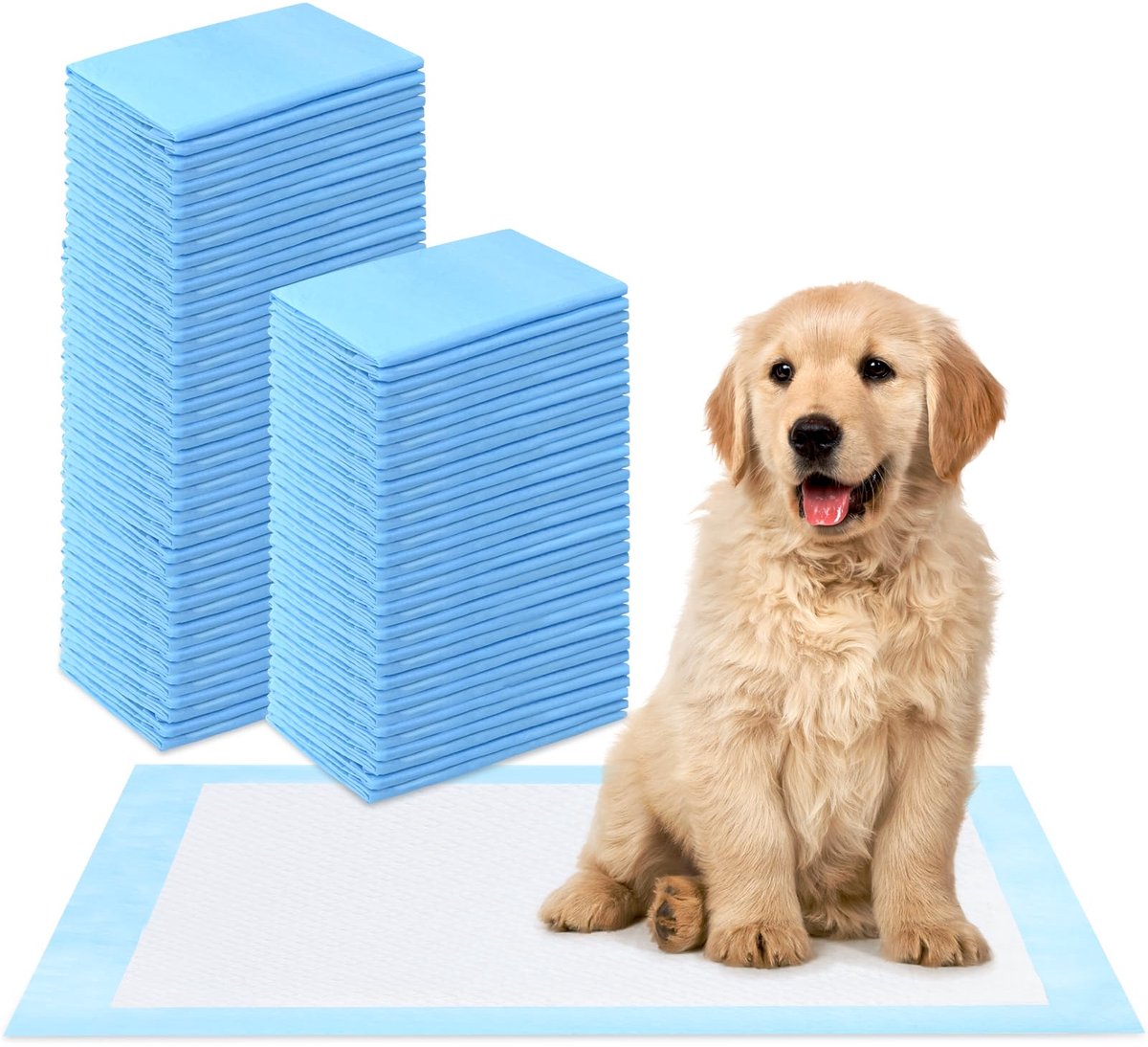 SnelShoppen - 50 stuks Puppypads, 60 x 60 cm, Trainingspads voor Honden, Lekvrije PIPI Matten voor Puppy’s, Super Absorberend, 5-Laags Design, Rommelm