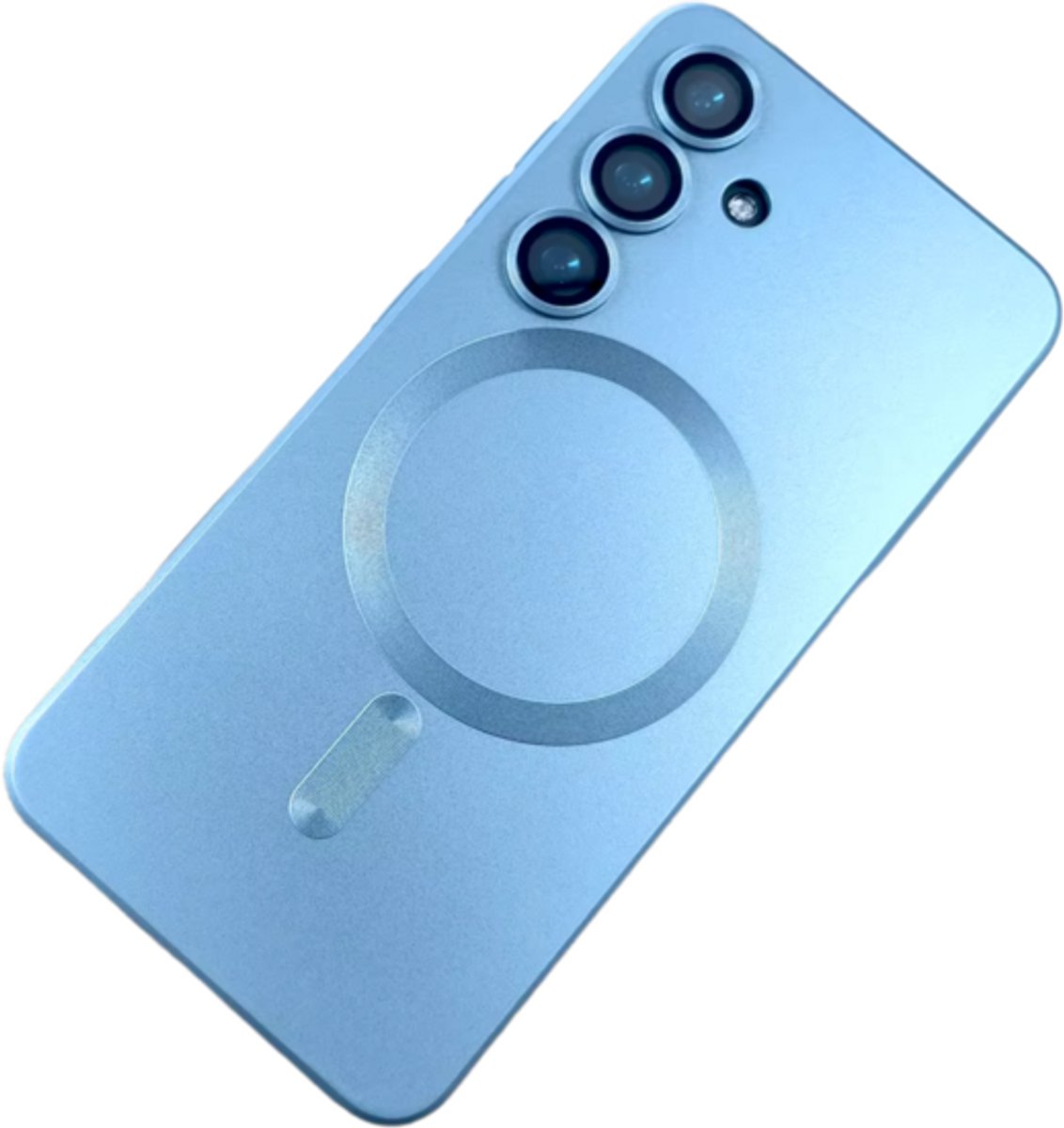 GREEN ON Lens Shield MagSafe TPU Case geschikt voor Galaxy S24 FE - Blauw