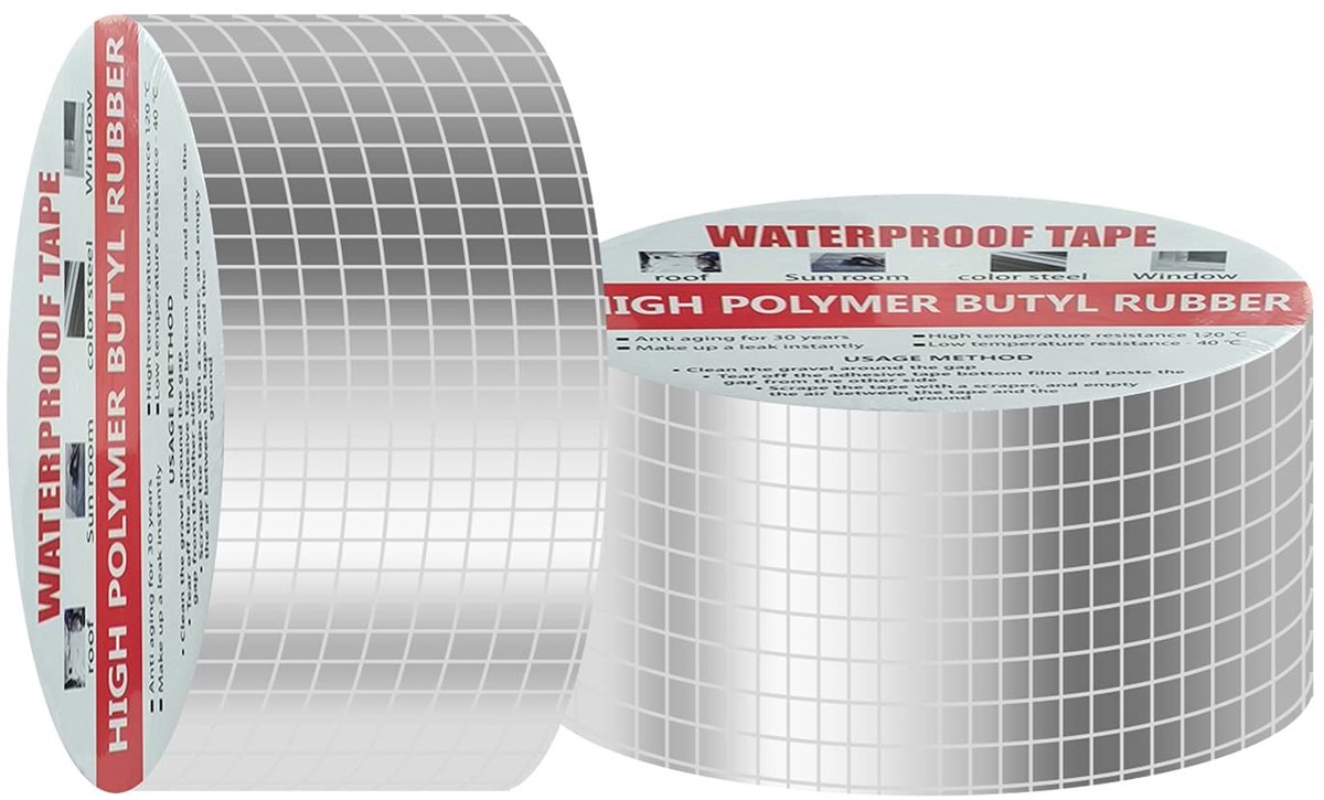 Waterdichte Zelfklevende Tape 5 m x 5 cm voor Daklekkage, Scheuren en Ramen, Butylrubber en Aluminiumfolie voor Duurzame Afsluiting