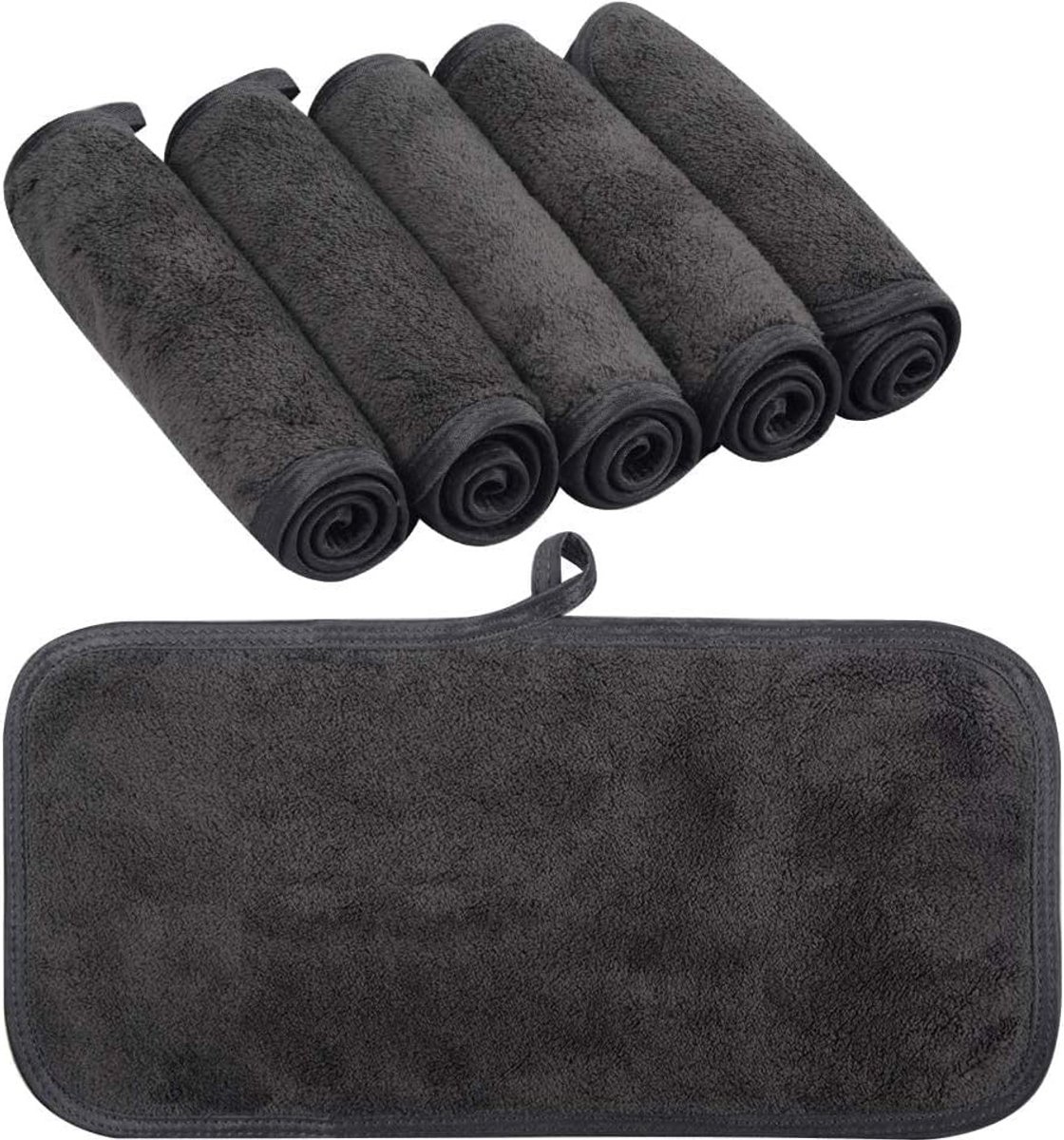 Herbruikbare Make-up Verwijderdoekjes van Microvezel - Ultra-Zachte Gezichtsdoekjes voor Reiniging met Alleen Water - 15cm x 30cm - Set van 6 Stuks - Donkergrijs