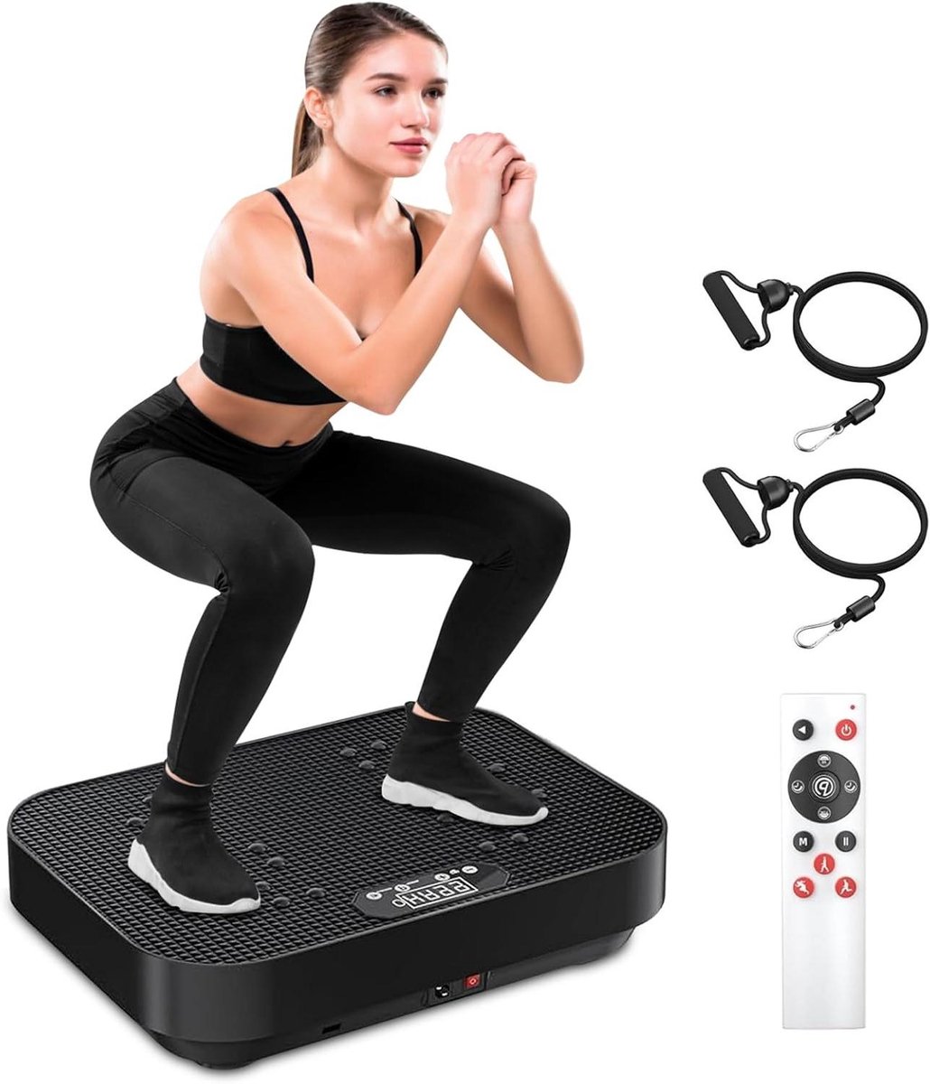 Trilplaat Fitness - Vibratieplatform Body - Spieropbouw Thuis - 99 Intensiteitsniveaus - 100 kg Belastbaar - Zwart