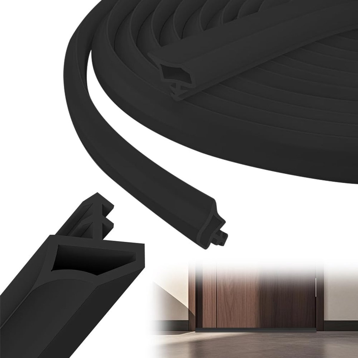 Robuuste Dichtstrip van Rubber voor Deuren - 10 m, Geluidsisolatie, Tochtstrip en Energiebesparing