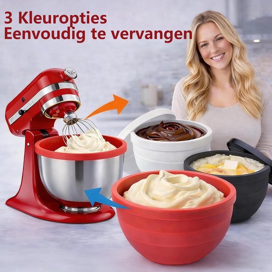 Mixerkommen Set - Bakaccessoires - Culinaire Preparaties - Inclusief Deksel - 3 Delig - Rood Wit Zwart — afbeelding 2