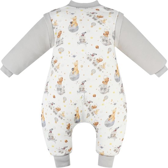 Kinderslaapzak met Voeten, 3.5 Tog, Warme Slaapzak voor Winter, Dikke Slaapzak met Verwijderbare Katoenen Mouwen, Geschikt voor Baby's en Peuters, Grijs, 80/2-3 Jaar, Comfortabel en Ademend — afbeelding 5
