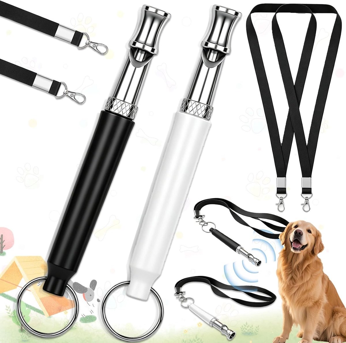 2 Stuks Ultrasone Fluit voor Honden, Verstelbare Frequentie Fluit, Hondenfluit voor Training en Het Stoppen van Blaffen, Geschikt voor Alle Hondenrassen