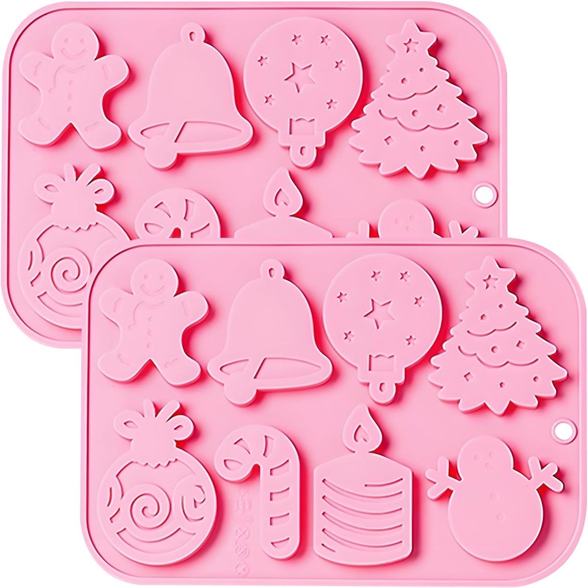 Bakvormen voor kerst, set van 2, sneeuwpop en kerstboom design, silicone, ideaal voor feestelijke taarten en desserts