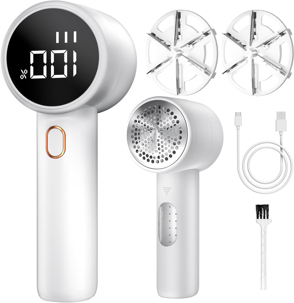 Elektrisch Pluisapparaat - Stofverwijderaar Kleding - Kleding Verzorgen - LCD Display - 6 Mesjes - Wit