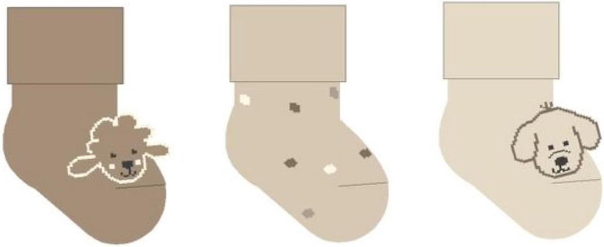 Babysokjes 3-pack - Eerste sokjes - Comfortabel dragen - Zachte badstof - One size - Naturel gemêleerd
