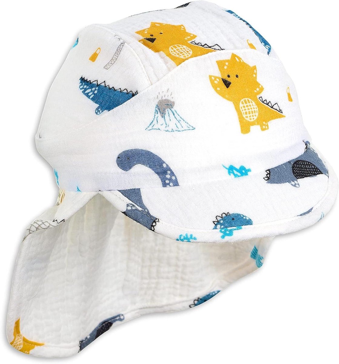 Kinderhoed met nekbescherming - Zonnehoed baby - Bescherming tegen zon - Biologisch katoen - 24 x 24 cm - Ecru