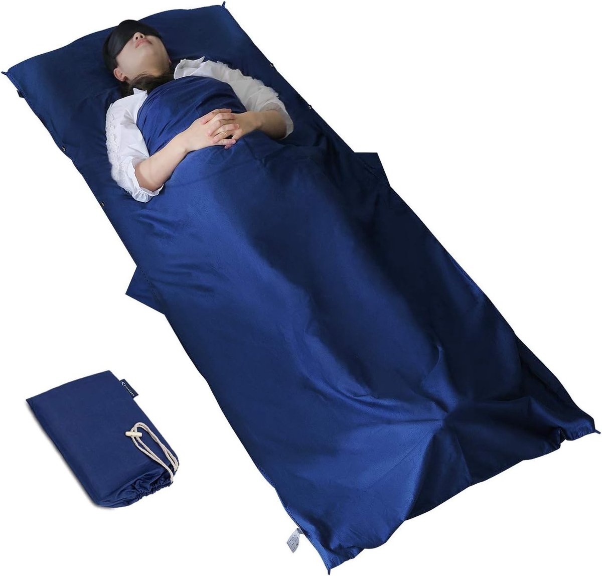 Lichte en ademende slaapzak voor camping en reizen, 100% katoen, 95 x 220 cm, allergievriendelijk, ideaal voor backpacken en hostels