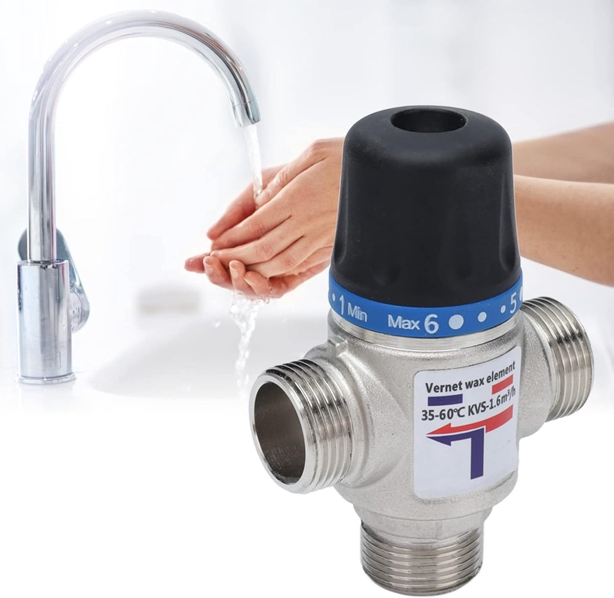 Thermostatische Mengklep voor Water met Automatische Temperatuurregeling en Hoge Doorstroomcapaciteit (G3/4")