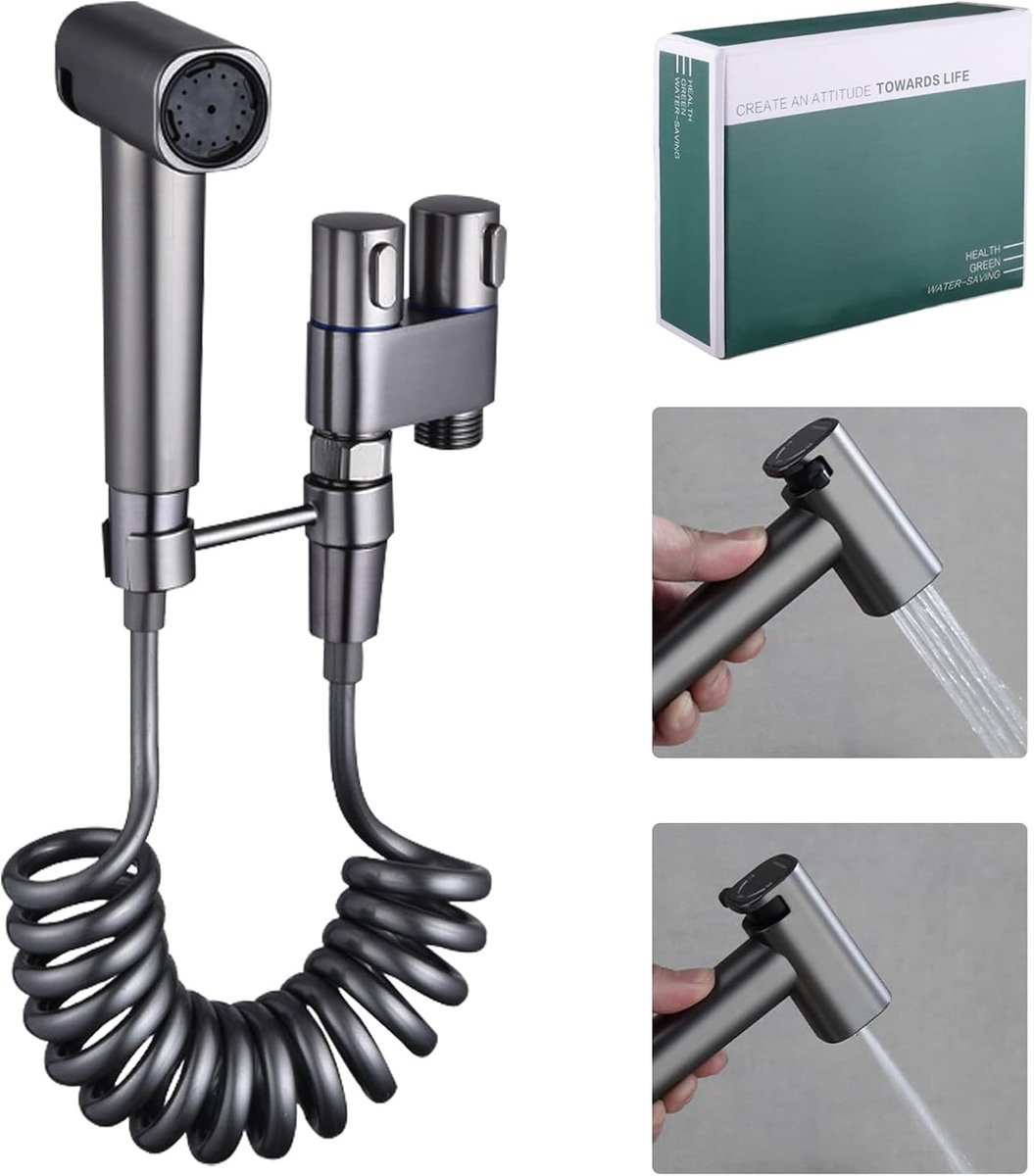 Handheld Bidet Sprayer Set met Dubbele Klep en 3M Slang voor Vrouwen, Baby Luiers en Huisdieren - Muurbevestiging Water Jet