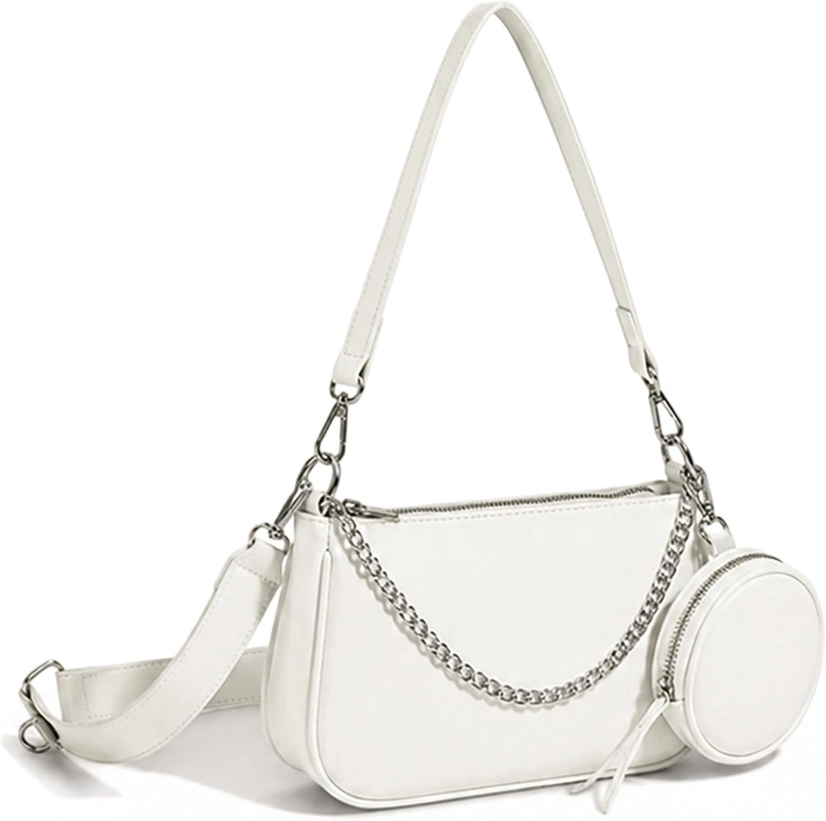 SnelShoppen - Schoudertas voor Dames Klein PU-Leer Mini Hobo Tas Retro Y2K Met Ritssluiting en Twee Afneembare Schouderriemen Voor Feest, Vrije Tijd e