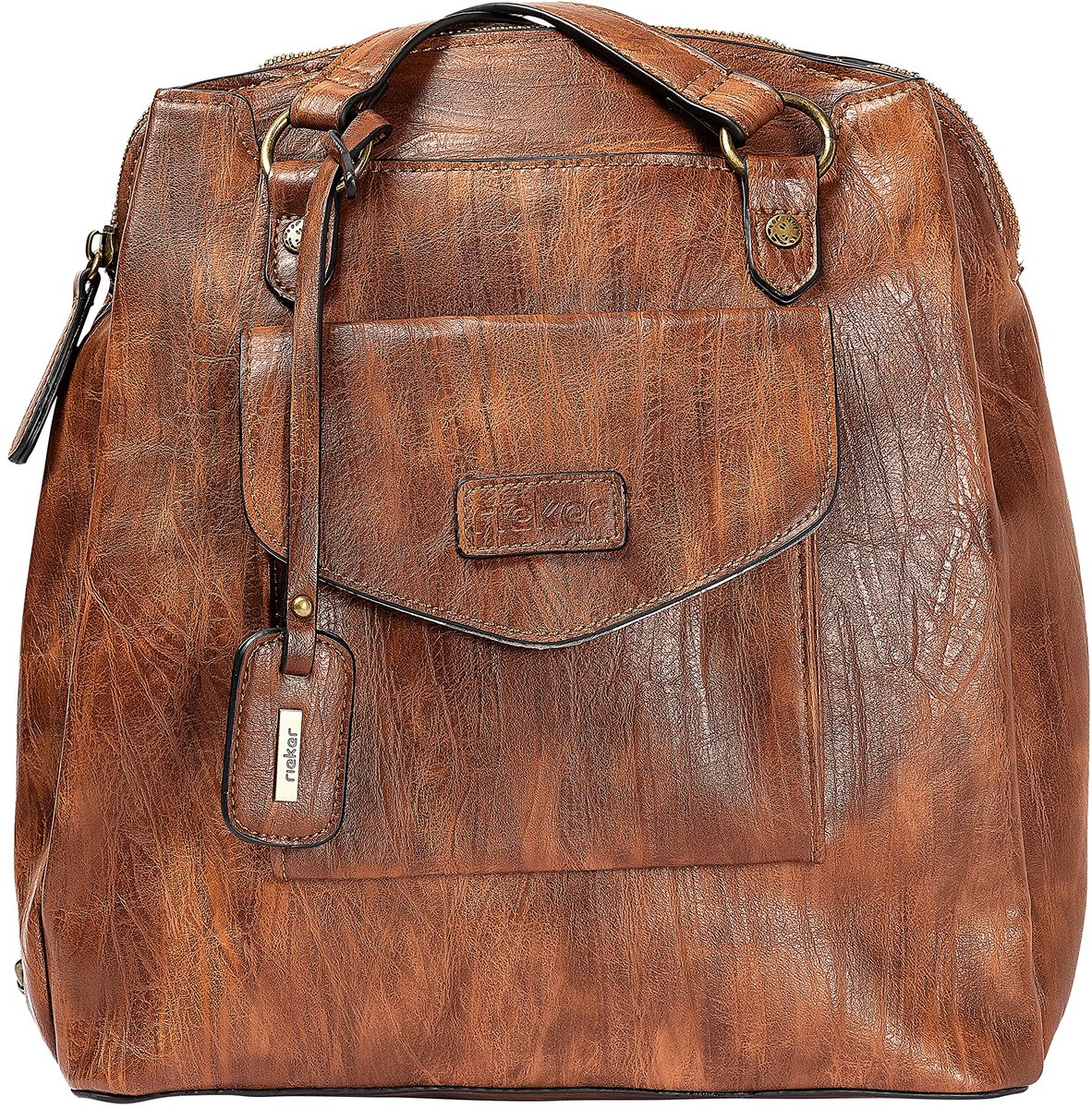 SnelShoppen - Elegante handtas schoudertas rugzak dames kunstleer bruin small voor dagelijks gebruik, uitgaan, school, stijlvol en praktisch
