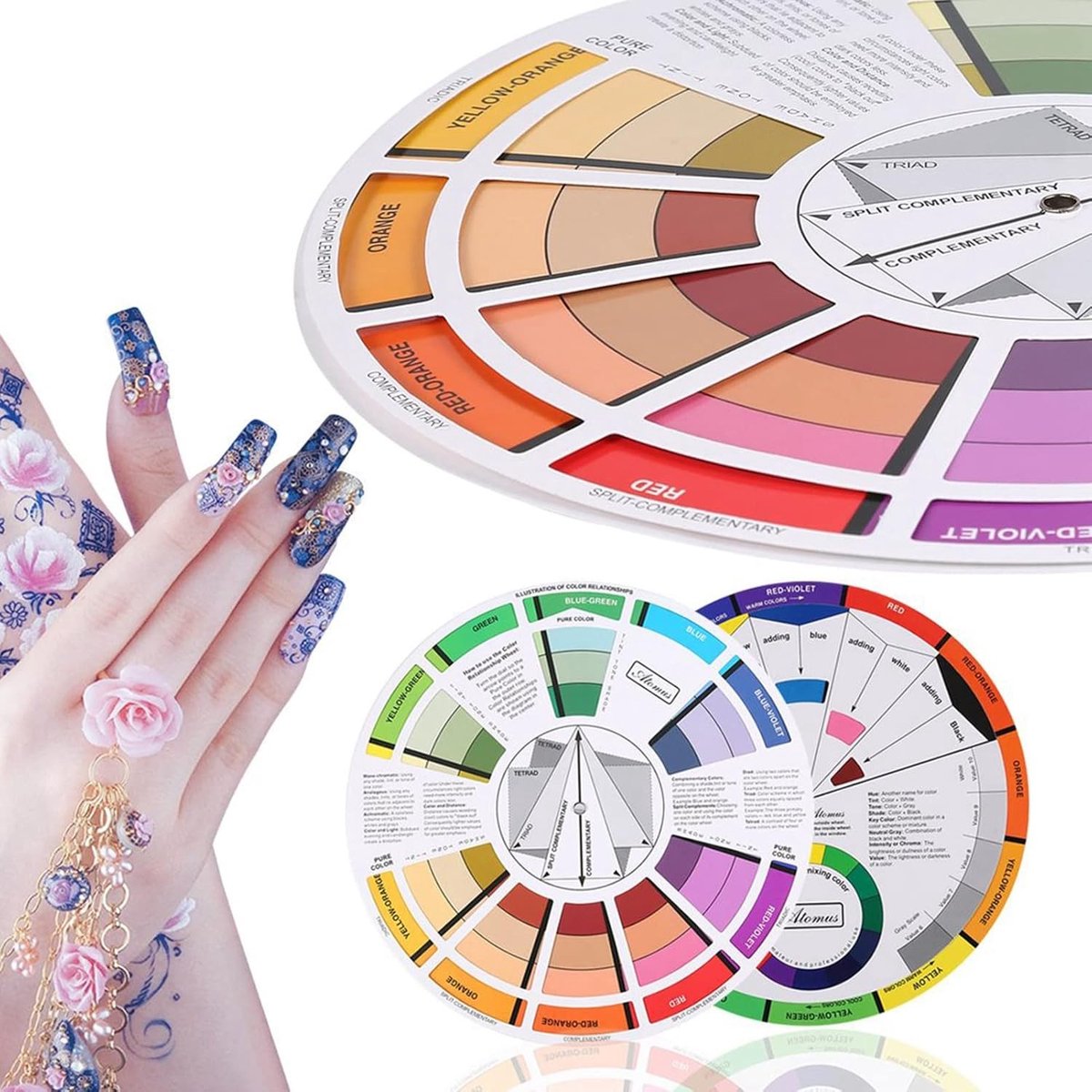 Handleiding voor het mengen van kleuren met kleurencirkel, educatieve schildertools en kunstlessen - 23,5 cm