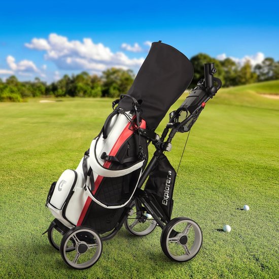 Golfkar - 4 Wielen Trolley - Golfen Gemakkelijk Maken - Compact Vouwmechanisme - 15.19 x 5.5 x 24 Inch - Donkergrijs — afbeelding 4