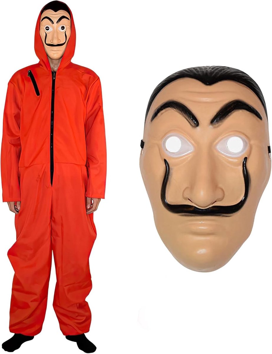 Stijlvol overall kostuum voor mannen, 2-delig rompertje voor carnaval, maskerdief en wereldboekdag outfit
