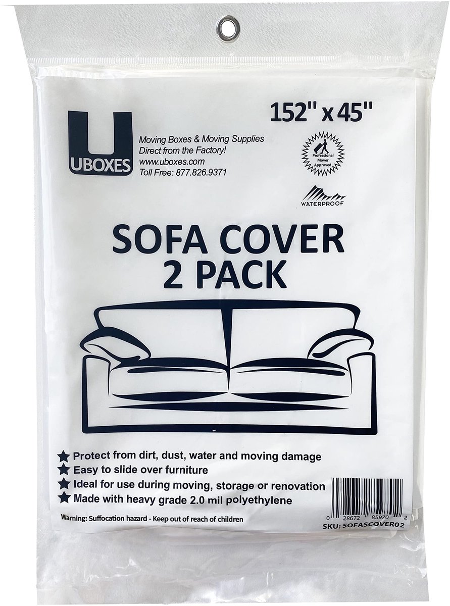 SnelShoppen - Verhuis- en Opbergzakken voor Banken - Uboxen SOFA Moving Covers 45" x 152" - 2 Stuks - Sterk en Duurzaam Materiaal - Perfect voor Verhu