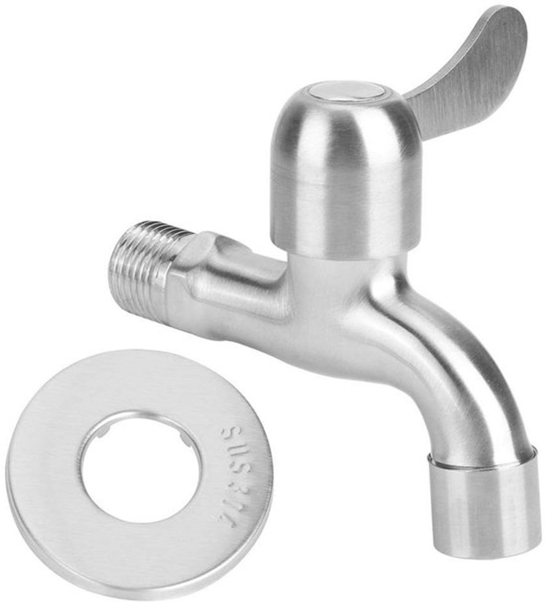 Waterkraan G1/2 Roestvrij Staal - Enkele Hendel - Wandgemonteerd - Koudwaterkraan - Keuken/Badkamer - Duurzaam ontwerp - Mengkraan
