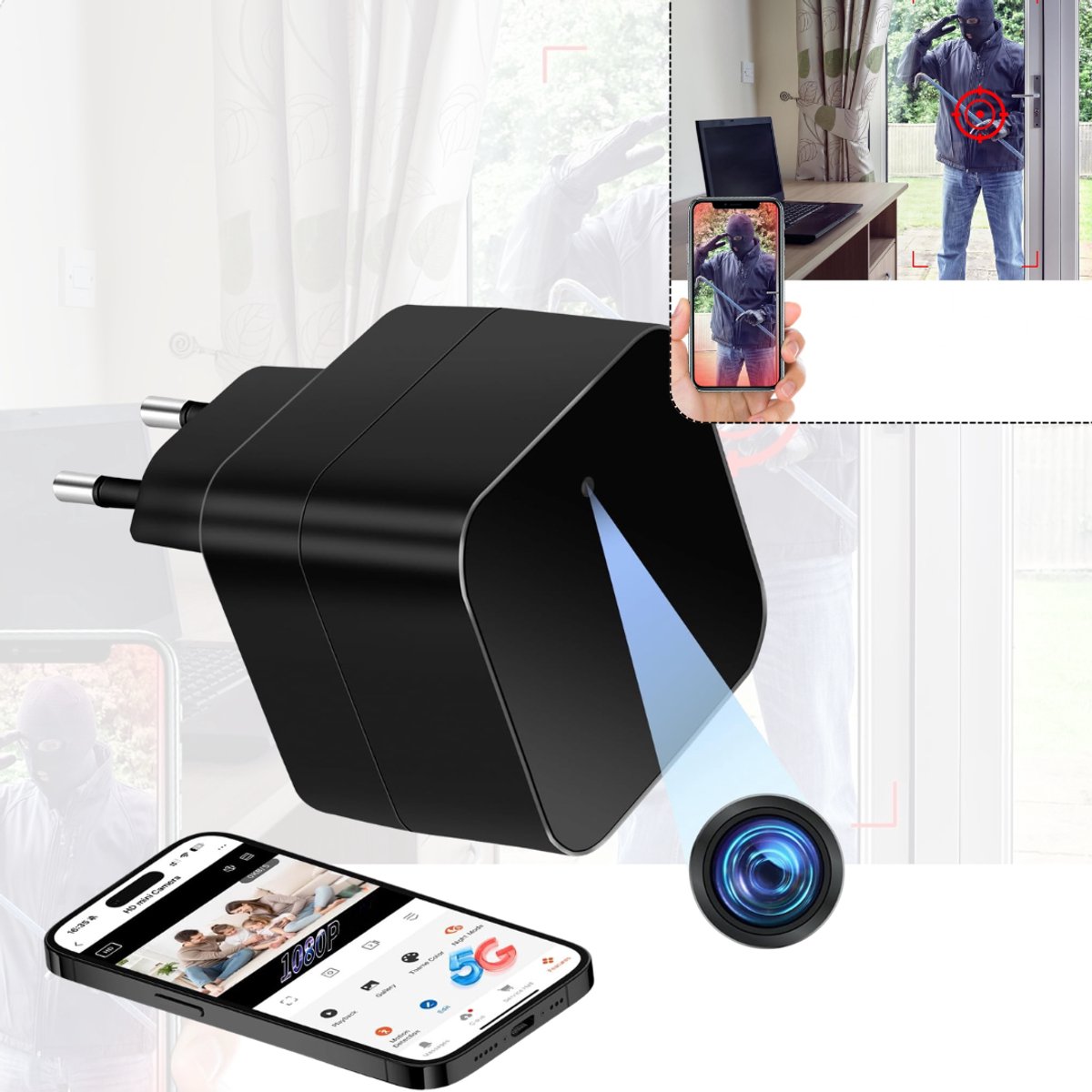 ApexArte® Verborgen Camera - Spy Camera - Spionage -Zwart