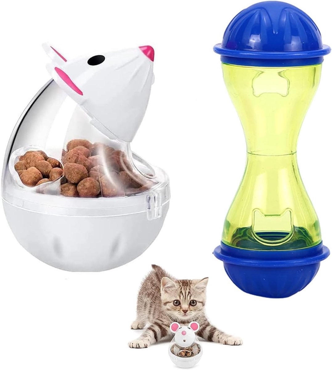 Voedingsdispenser Ballen, 2 Stuks Plastic Voedingsballen voor Huisdieren, Hondensnoep Dispenser, Transparant, Voor Verbetering van IQ en Vermindering van Verveling bij Katten en Honden