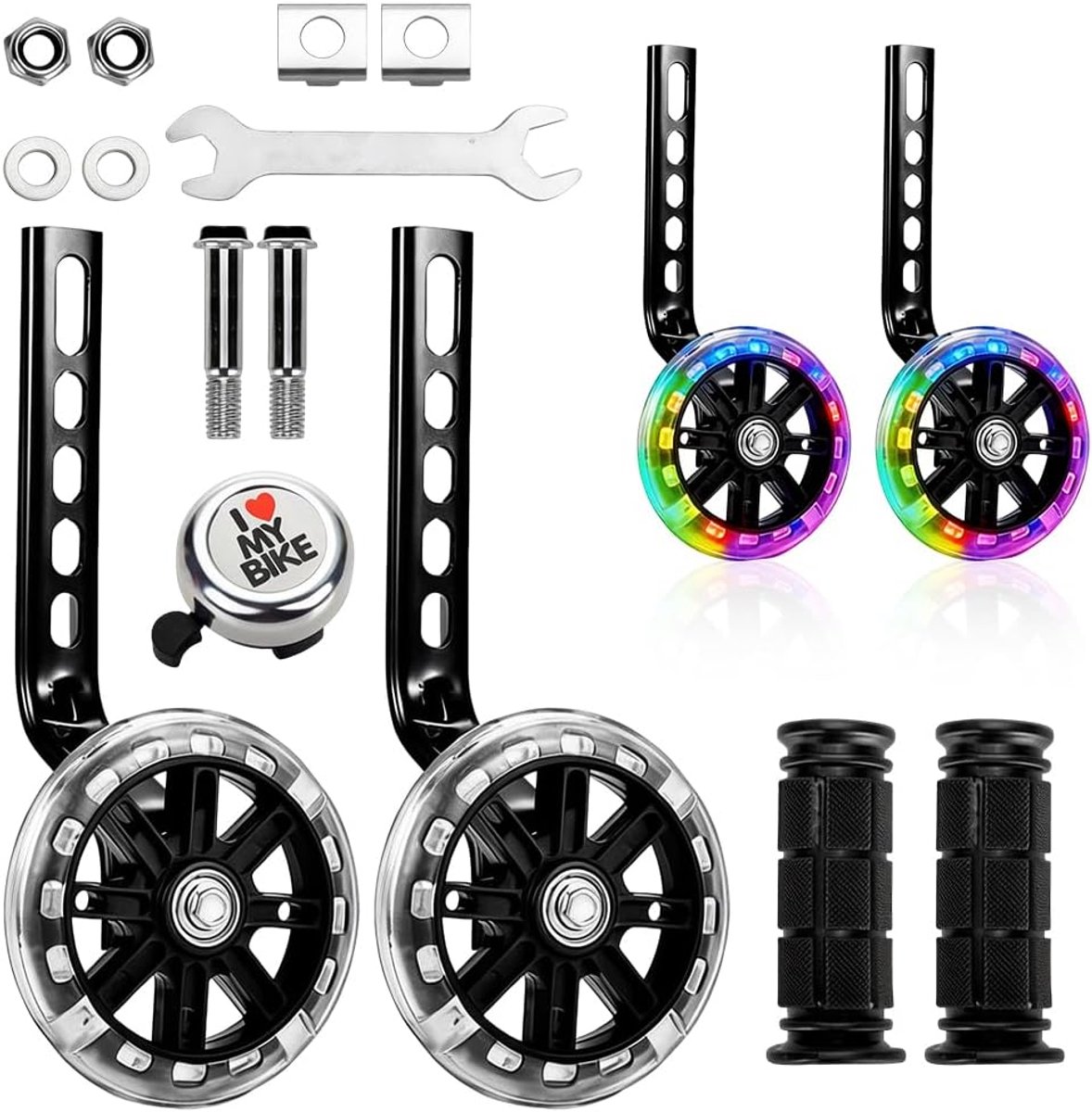 Support Wheels, Bicycle Stabilisers for Children and Adults, 2 Pack of Stabilisers, Children's Bicycle with Bell and - ShopVlot