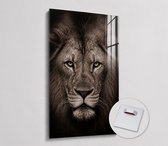 Tableau en verre - 80 cm x 120 cm - Gros plan de lion - Décoration murale
