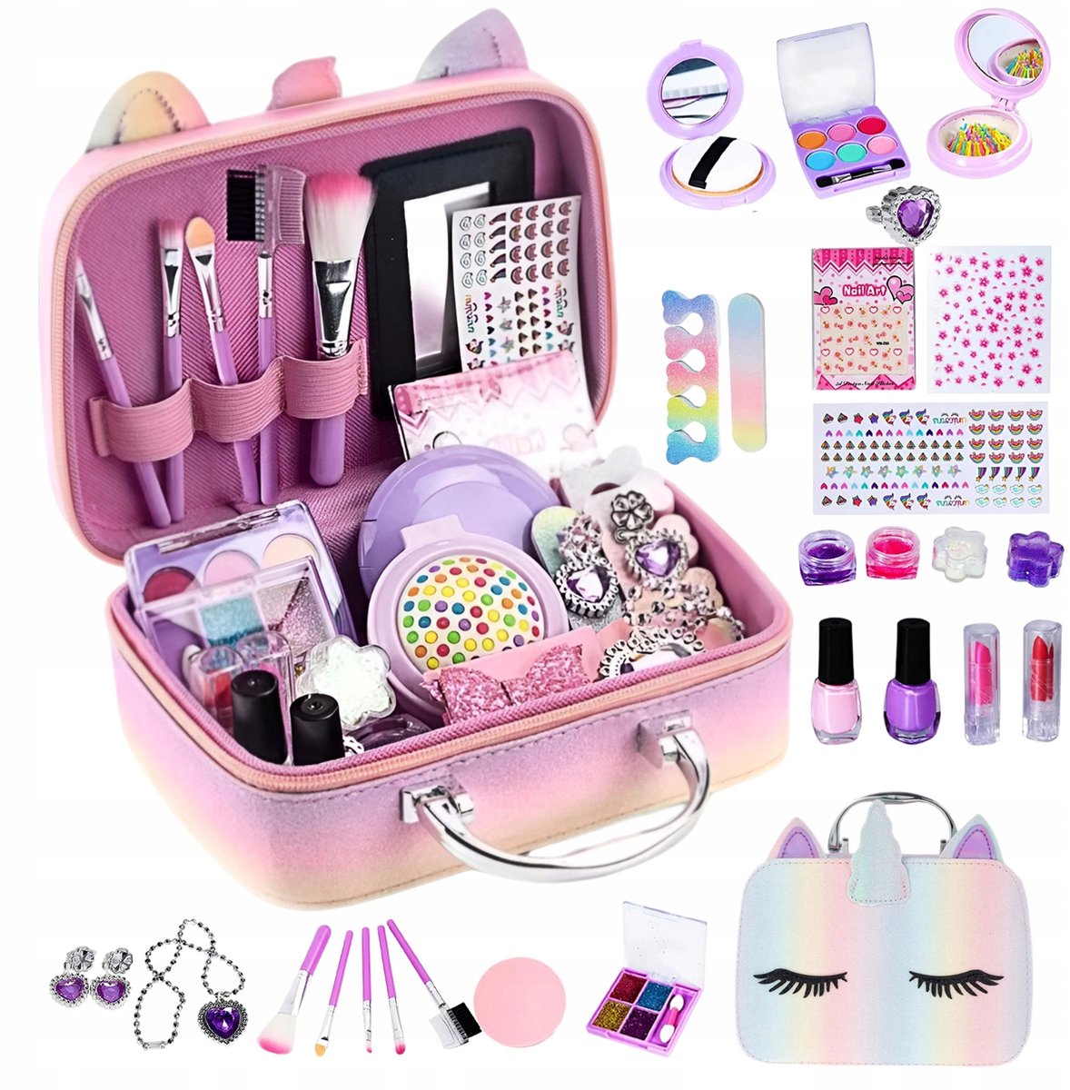 Make-up Speelgoedset - Kinder Make Up Set - met Tasje - Niet-giftige & Afwasbaar - 19x13 cm - Make up Koffer Voor Kinderen - Realistisch - Rollenspel - Cadeau
