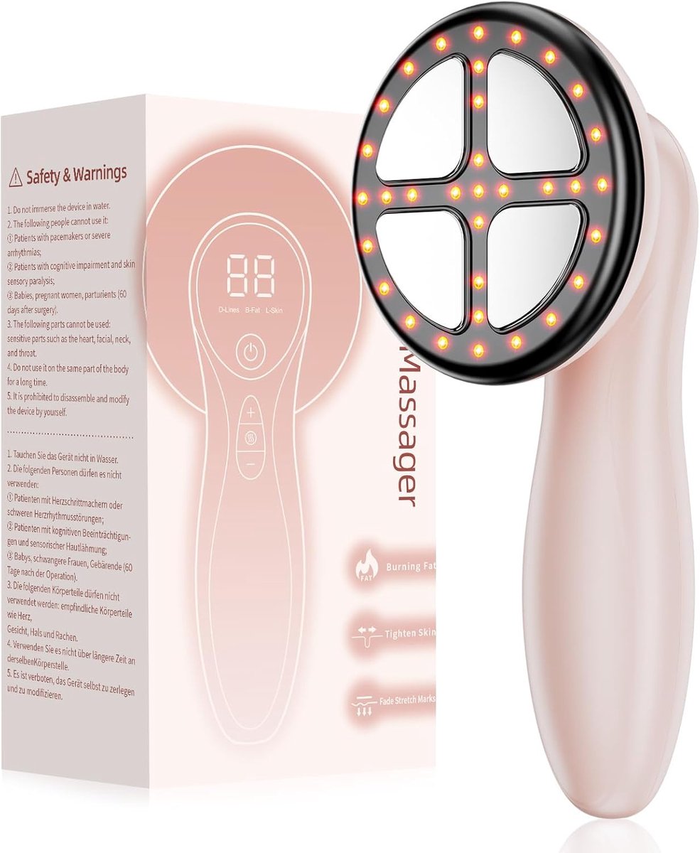 SnelShoppen - Professionele Massager met 4 Massagekoppen voor Buik, Taille, Armen, Benen, Billen - Anti-Hand Massager voor Cellulite en Spierontspanni