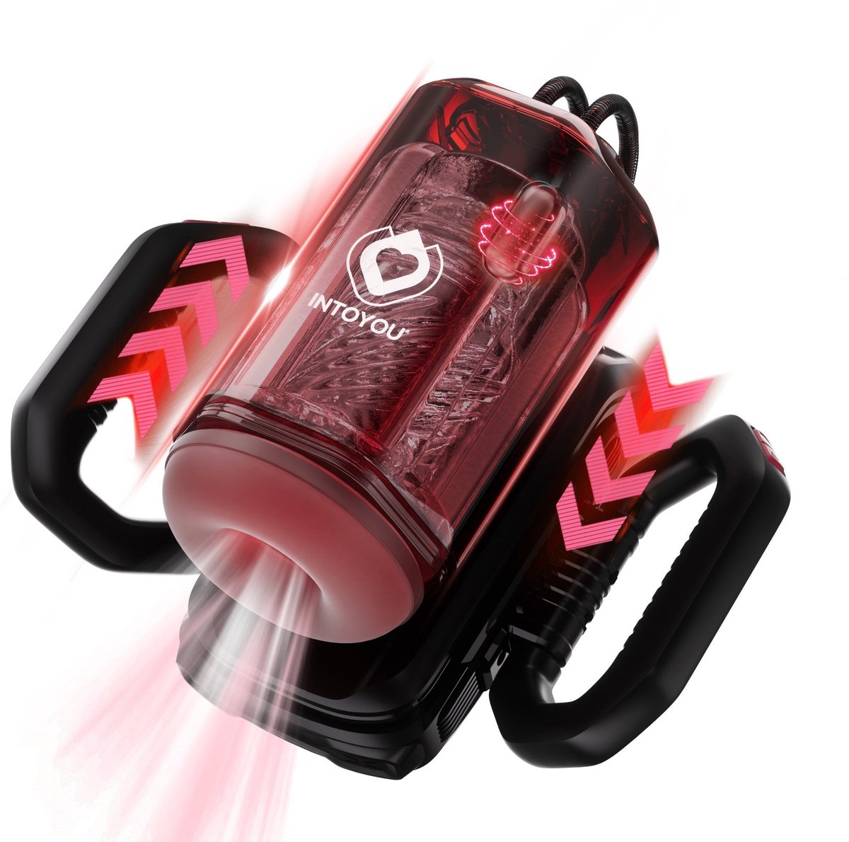 IY - Vexor - 3-in-1 Masturbator - Met Zuig- Stoot- en Vibratiefunctie - Zwart/Rood