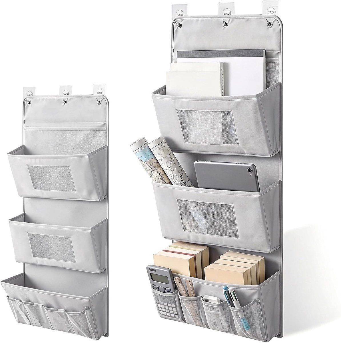 Hangorganizer 3 lagen 40 x 90 cm - opvouwbare wandorganizer van Oxford-stof - met 3 vakken en haken - ShopVlot