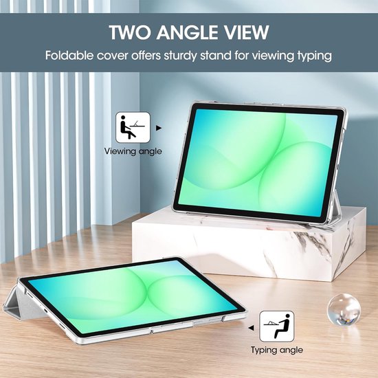 Slimme Hoes voor 11 Inch Tablet, Beschermende Folio Case met Hard Back Shell en Standfunctie voor Galaxy Tab A11+ Plus en A9+ Plus - Zilver — afbeelding 4