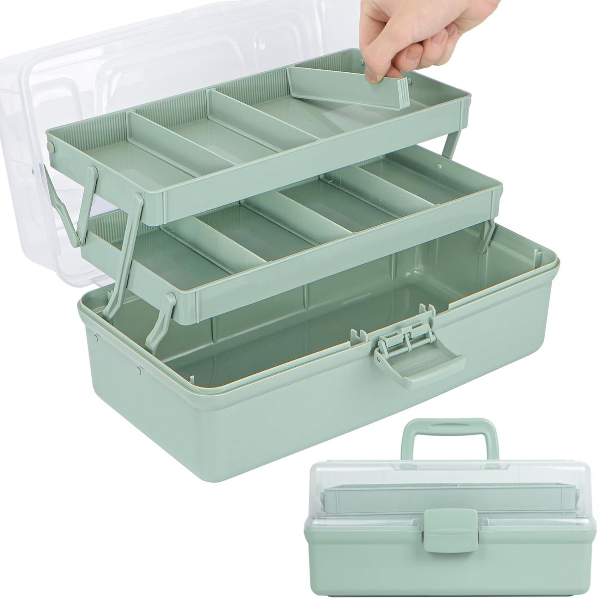 SnelShoppen - 31.8cm 3 Laags Multi-Functionele Opbergdoos - Kunstenaars Gereedschap Box, Medicijn Organizer, Haaraccessoires Opberger, Naaibox met 2 L
