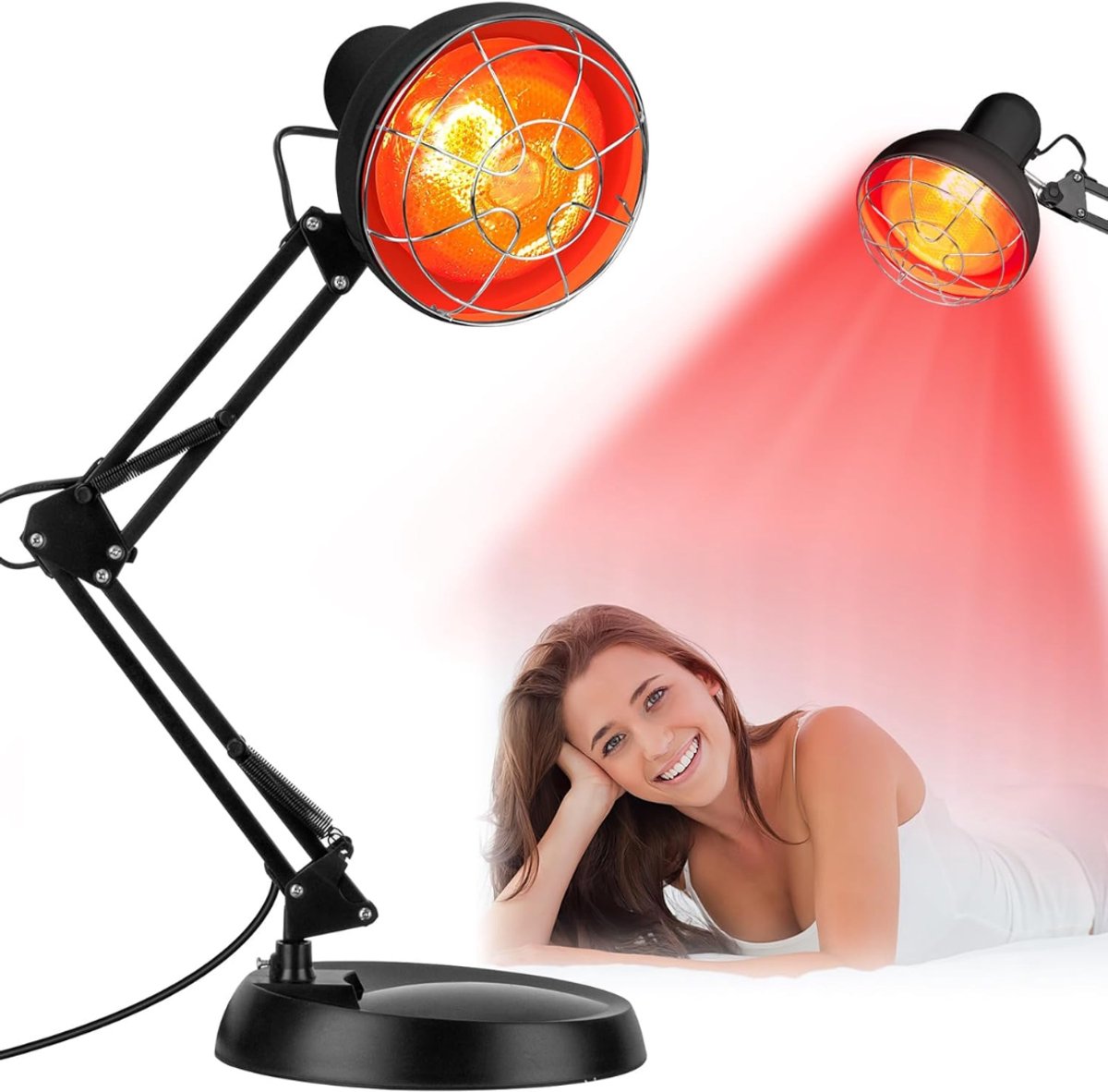 KIRA® Indfraroodlamp - Infraroodtherapie - Roodlichtlamp - Warmtelamp - ‎Zwart - 34cm x 24cm x 19cm